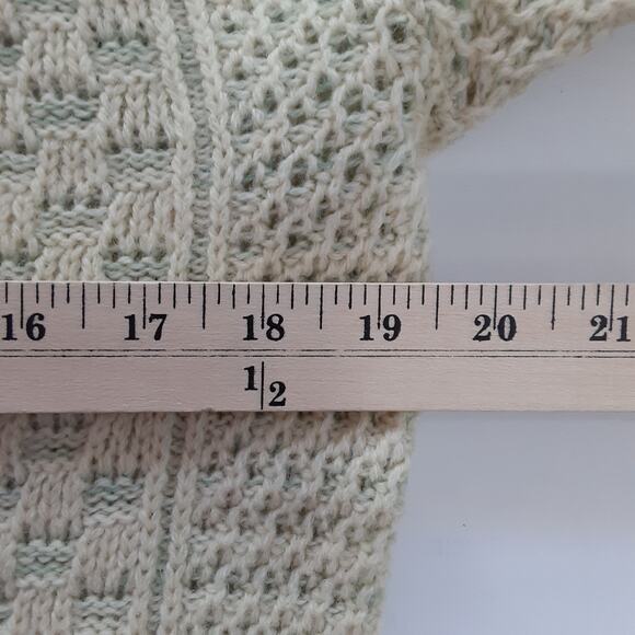 Vintage 1960s Towncraft Penneys Turtleneck Sweater 100% Wool Aran Jumper Sz L - Picture 7 of 10